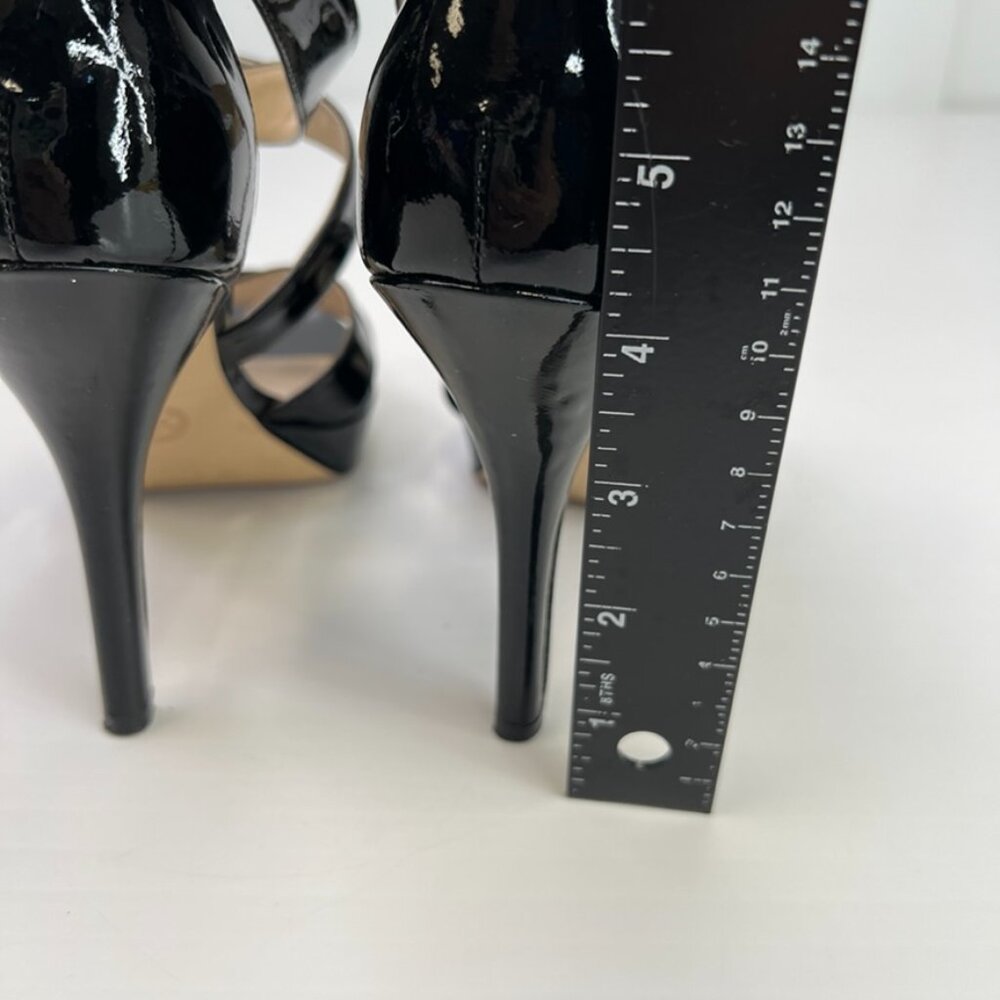 Michael Kors Heel Women 9 Leather Ankle Strap High Shiny Logo Work Party Core Go - Picture 12 of 12